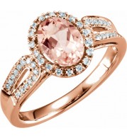14K Rose Morganite & 1/5 CTW Diamond Ring