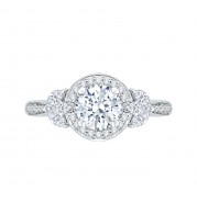 Shah Luxury Round Diamond Halo Engagement Ring In 14K White Gold (Semi-Mount)