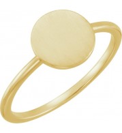 14K Yellow Round Engravable Ring