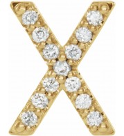 14K Yellow .06 CTW Diamond Single Initial X Earring