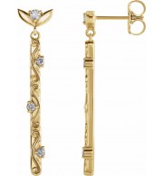 14K Yellow 1/8 CTW Diamond Vintage-Inspired Dangle Earrings