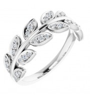 14K White 1/4 CTW Diamond Leaf Ring