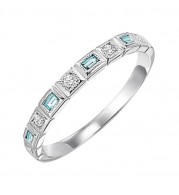 Gems One 10Kt White Gold Diamond (1/12Ctw) & Aquamarine (1/8 Ctw) Ring