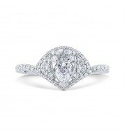 Shah Luxury 14K White Gold Pear Diamond Engagement Ring (Semi-Mount)