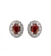 Gems One 10Kt White Gold Diamond (1/6Ctw) & Ruby (3/8 Ctw) Earring
