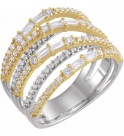 14K White & Yellow 1 CTW Diamond Negative Space Ring