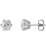 14K White 6.3 mm I1 2 CTW Diamond 6-Prong Wire Basket Earrings