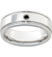 Serinium Rounded Edge Band with One .06 Round Black Diamond and Polish Finish