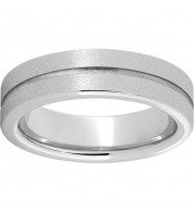 Serinium Pipe Cut Band with a 1mm Groove and Stone Finish