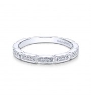 Gabriel & Co. 14k White Gold Victorian Diamond Wedding Band