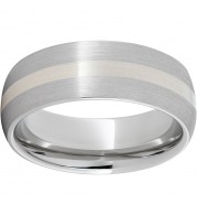 Serinium Domed Band with a 2mm Sterling Silver Inlay and Satin Finish