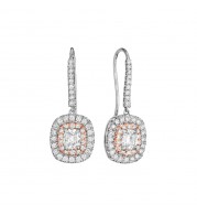 Henri Daussi 18k Rose Gold Diamond Drop Earrings