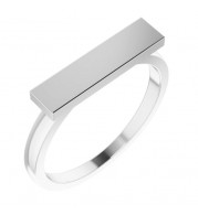 14K White 16x4 mm Rectangle Signet Ring