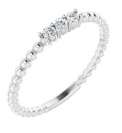 14K White 1/10 CTW Diamond Beaded Ring