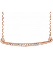 14K Rose .05 CTW Diamond Curved Bar 16-18 Necklace