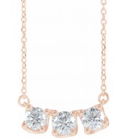 14K Rose 1 CTW Diamond Three-Stone Curved Bar 18 Necklace