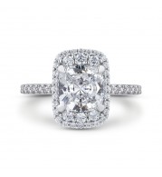 Shah Luxury 14K White Gold Cushion Cut Diamond Engagement Ring (Semi-Mount)