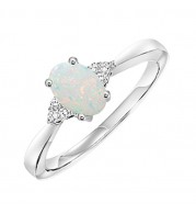 Gems One 10Kt White Gold Diamond (1/20Ctw) & Opal (1/2 Ctw) Ring