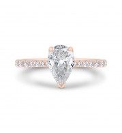 Shah Luxury 14K Rose Gold Cushion Cut Diamond Solitaire Plus Engagement Ring (Semi-Mount)