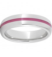 Serinium Domed Band with Pink Enamel Inlay
