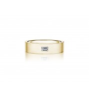 Henri Daussi 6mm Men's Wedding Band MBEC1 14k Gold Yellow 0.15 Ctw.