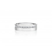 Henri Daussi 6mm Men's Wedding Band  Platinum White 0.61 Ctw.