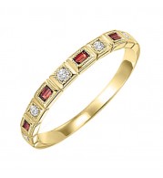 Gems One 14Kt Yellow Gold Diamond (1/10Ctw) & Garnet (1/6 Ctw) Ring