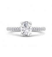 Shah Luxury 14K White Gold Oval Cut Diamond Classic Engagement Ring (Semi-Mount)