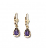 14K Yellow Gold 8X5 Amethyst Earrings