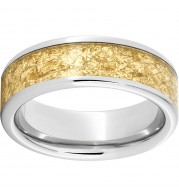 Serinium Pipe Cut Band with 5mm 24K Yellow Gold Leaf Inlay
