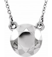 14K White Faceted Design Circle 16.5 Necklace