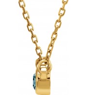 14K Yellow 4 mm Round Aquamarine Bezel-Set Solitaire 16 Necklace