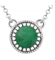 14K White Emerald May 18 Birthstone Necklace