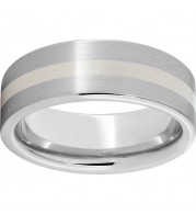 Serinium Pipe Cut Band with a 2mm Sterling Silver Inlay and Satin Finish