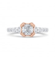 Shah Luxury 14K Two-Tone Gold Bezel Set Diamond Engagement Ring with Round Shank (Semi-Mount)