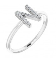 14K White .08 CTW Diamond Initial N Ring