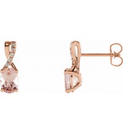 14K Rose Morganite & .05 CTW Diamond Earrings