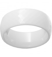 White Diamond CeramicDomed Faceted Ring