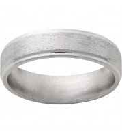 Titanium Flat Band with Grooved Edges and Stone Finish