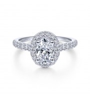 Gabriel & Co. 14k White Gold Contemporary Halo Engagement Ring