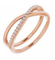 14K Rose 1/8 CTW Diamond Criss-Cross Ring