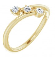 14K Yellow 1/5 CTW Diamond Three-Stone Bypass Ring