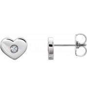 14K White .06 CTW Diamond Heart Earrings