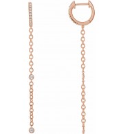 14K Rose 1/4 CTW Diamond Hinged Hoop Chain Earrings