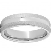 Serinium Domed Band with a Concave Center and Grain Finished Edges