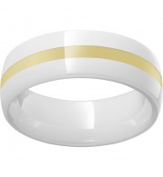 White Diamond CeramicDomed Ring with a 2mm 18K Yellow Gold Inlay