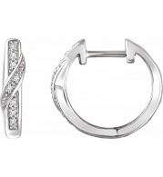 14K White .05 CTW Diamond Hoop Earrings