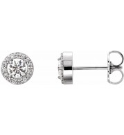 14K White 3/8 CTW Diamond Halo-Style Earrings