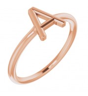 14K Rose Initial A Ring