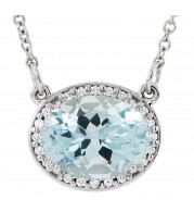 14K White Aquamarine & .04 CTW Diamond 16.5 Necklace